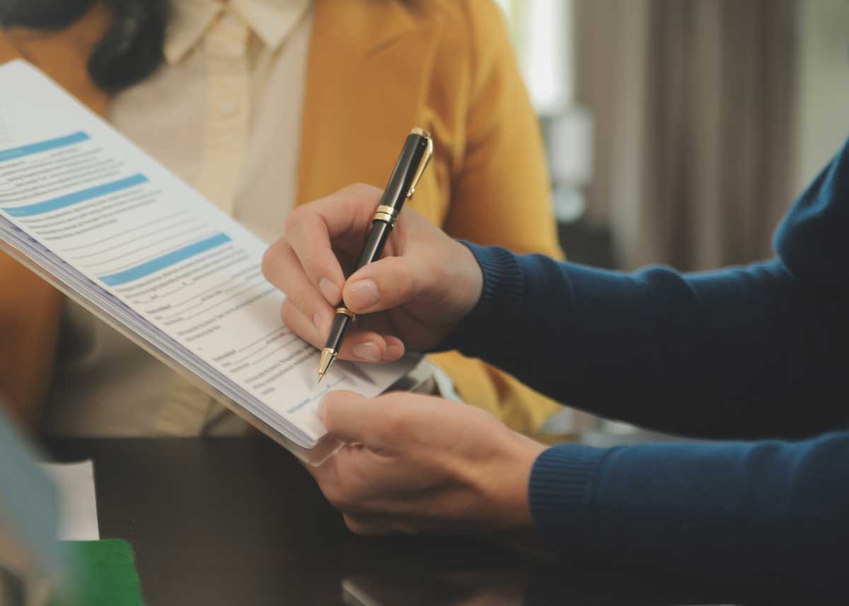 filling out a form